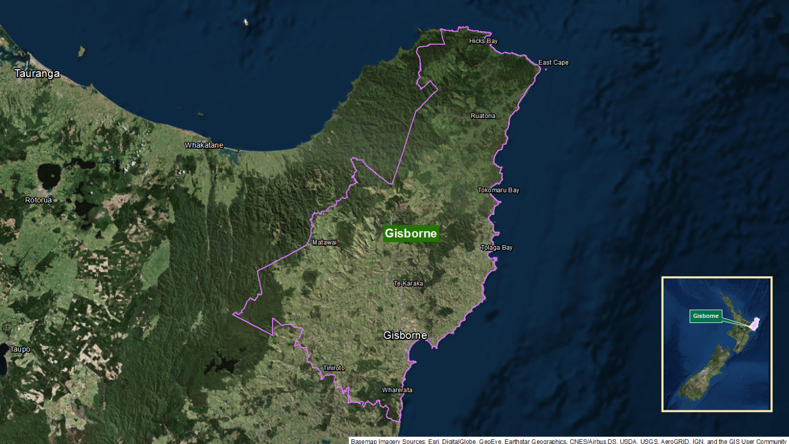 Map of area: Gisborne GI static map v1.0