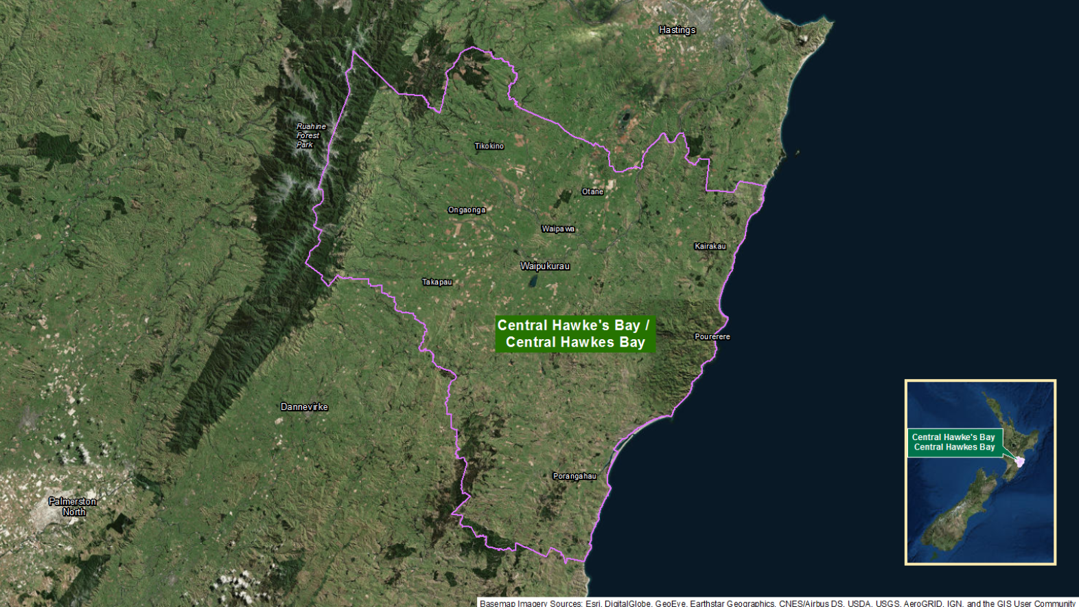 Map of area: Central Hawke's Bay GI static map v1.0