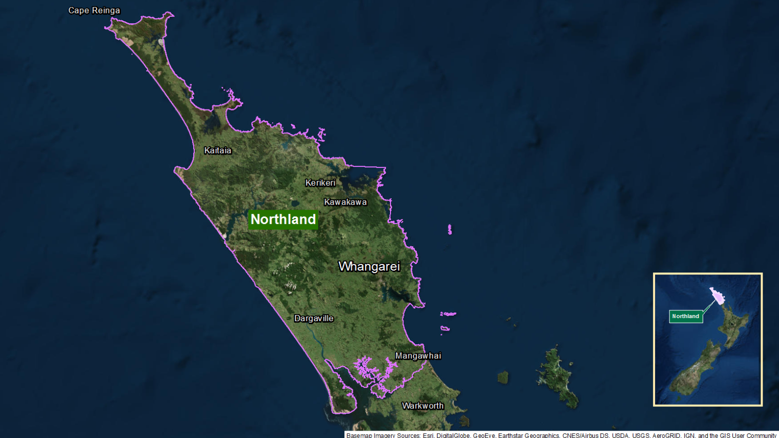 Map of area: Northland GI static map v1.0