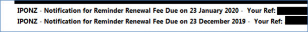 Renewal fee reminders will now include the renewal due date