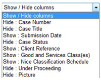 Show / Hide columns drop down menu